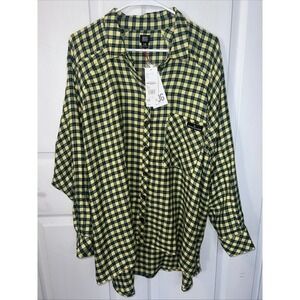 BDG Urban Outfitters Top Womens Lg Oversized Brendan Plaid Flannel Dolman Button